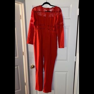 BOOHOO Red jumpsuit